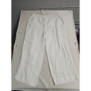 Lane Bryant Linen Blend Wide Leg Pants White Sz 18/20 Stretch Soft Minimalist